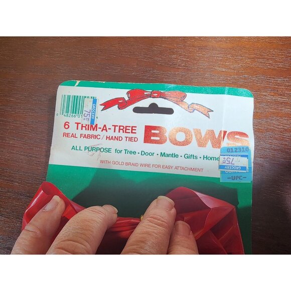 Vintage Trim-a-Tree Bows 6 Pack NEW In Package Christmas Decor Old Stock - Picture 5 of 7